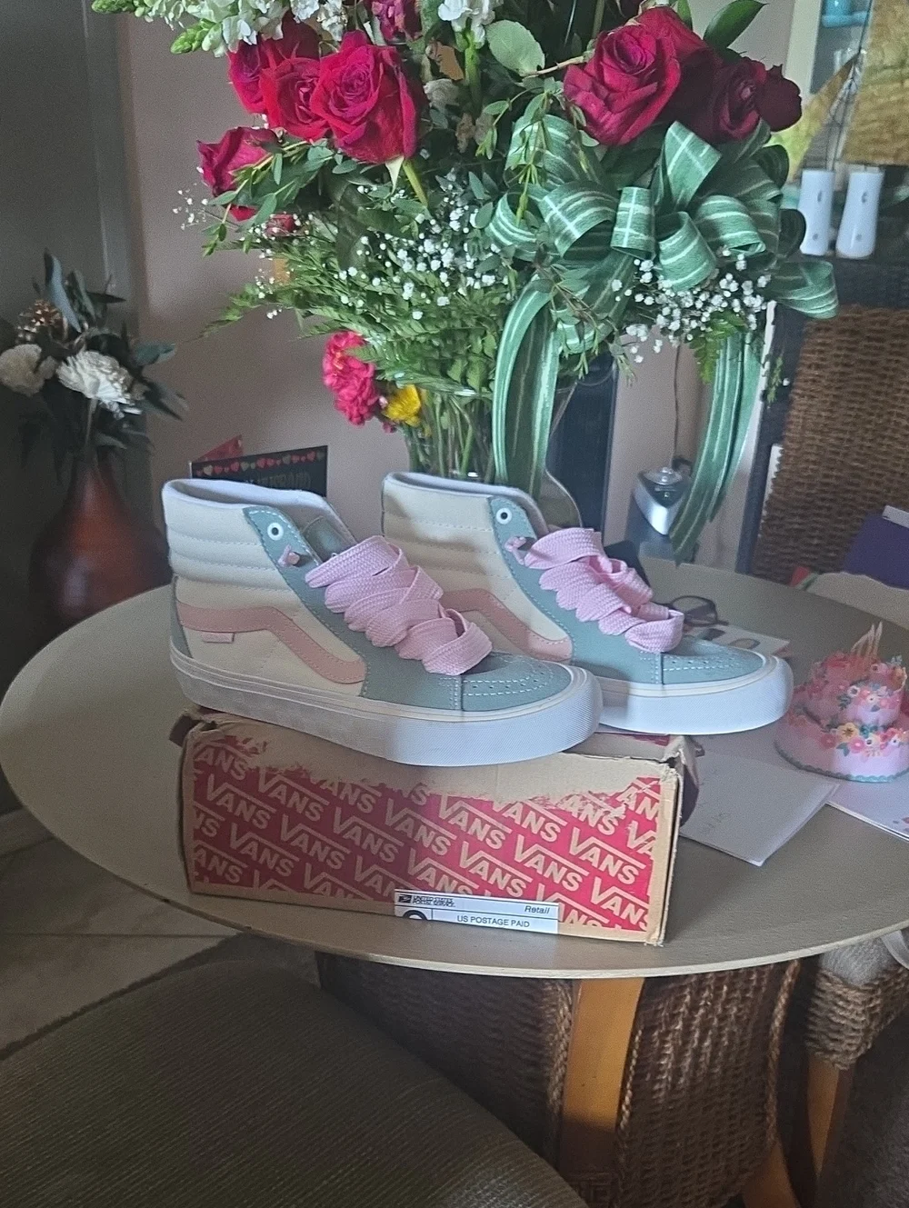 Vans Skate High-Top Sneakers in Pink, Grey  & Cream New In Box